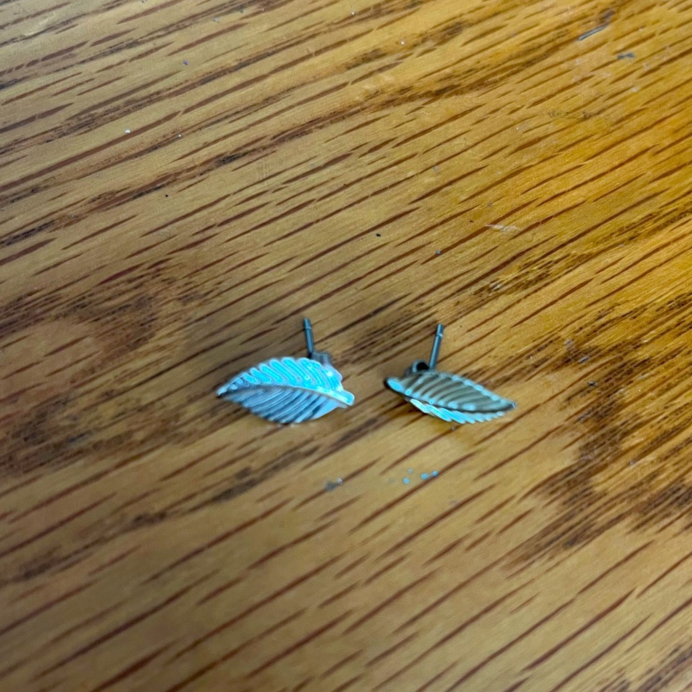 Silver Color Leaf Stud Earrings